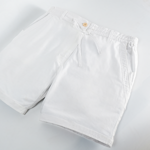 White - Ivory Cotton Linen Shorts