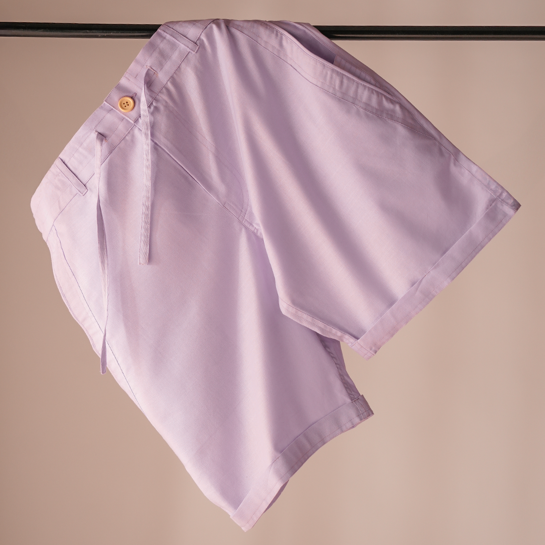 Mauve Cotton Linen Shorts