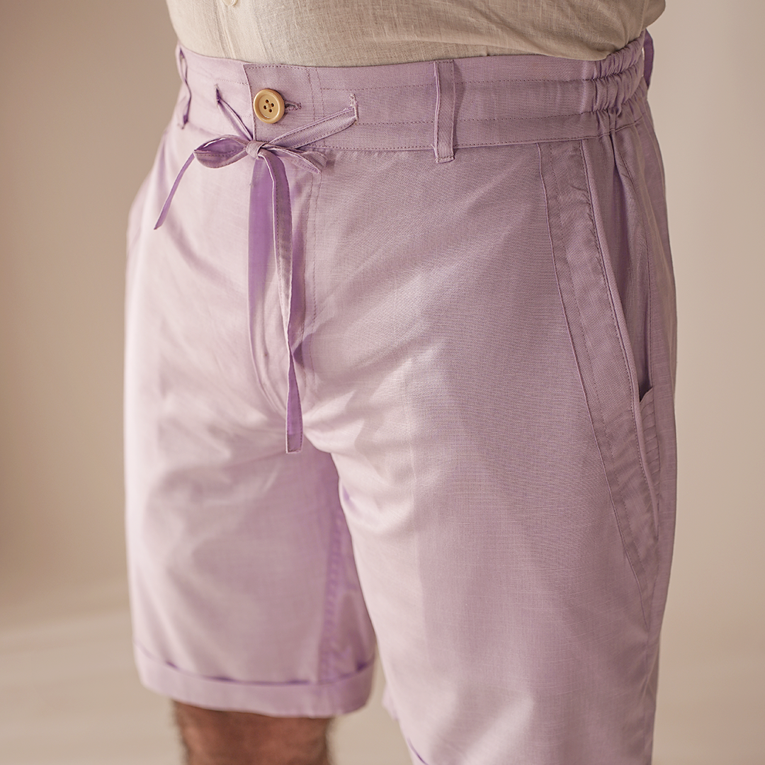Mauve Cotton Linen Shorts
