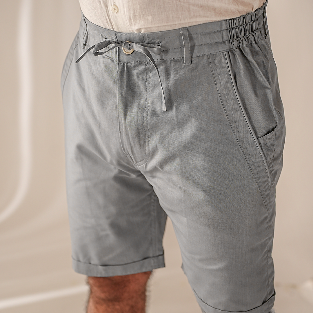 Pewter Cotton Linen Shorts