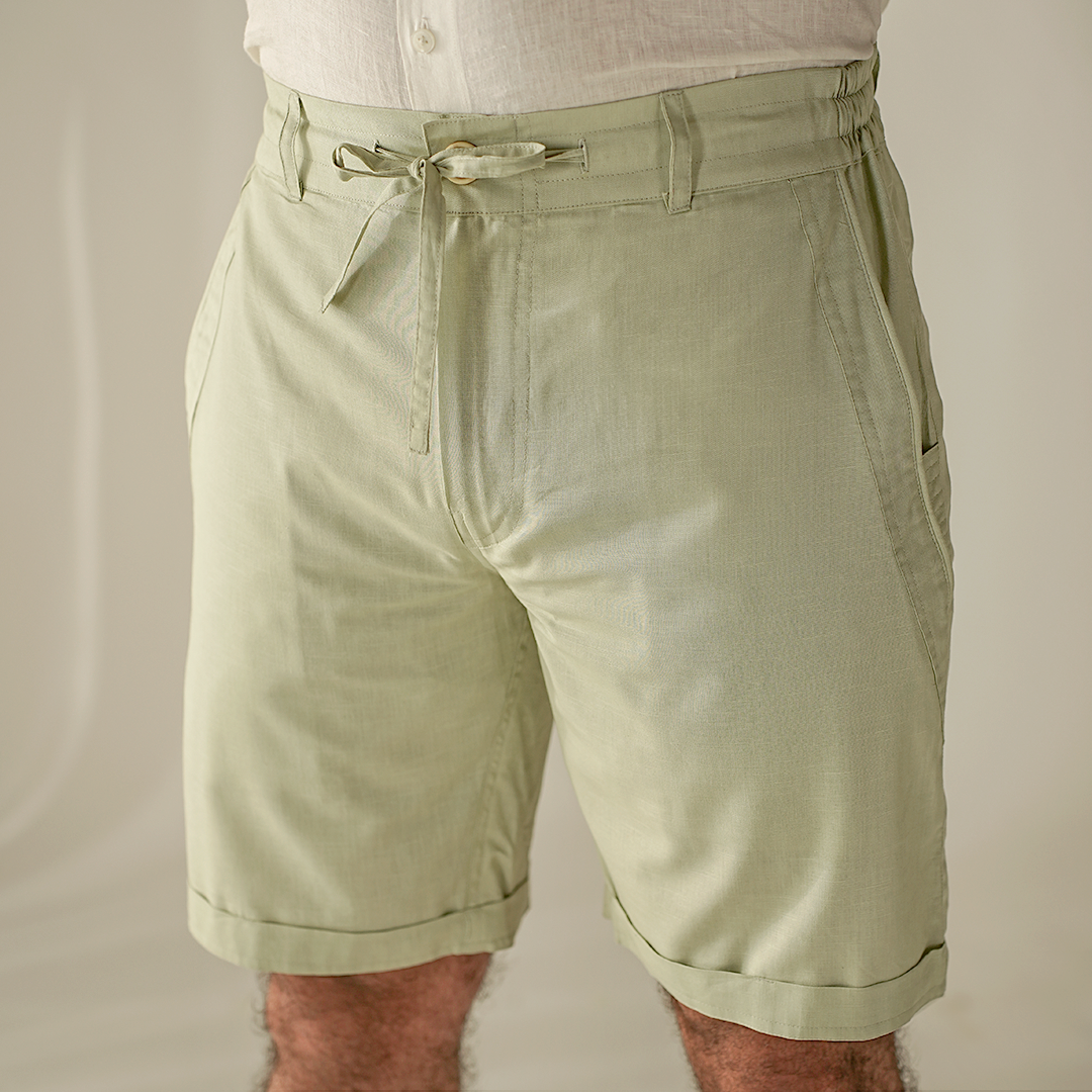Mint Cotton Linen Shorts