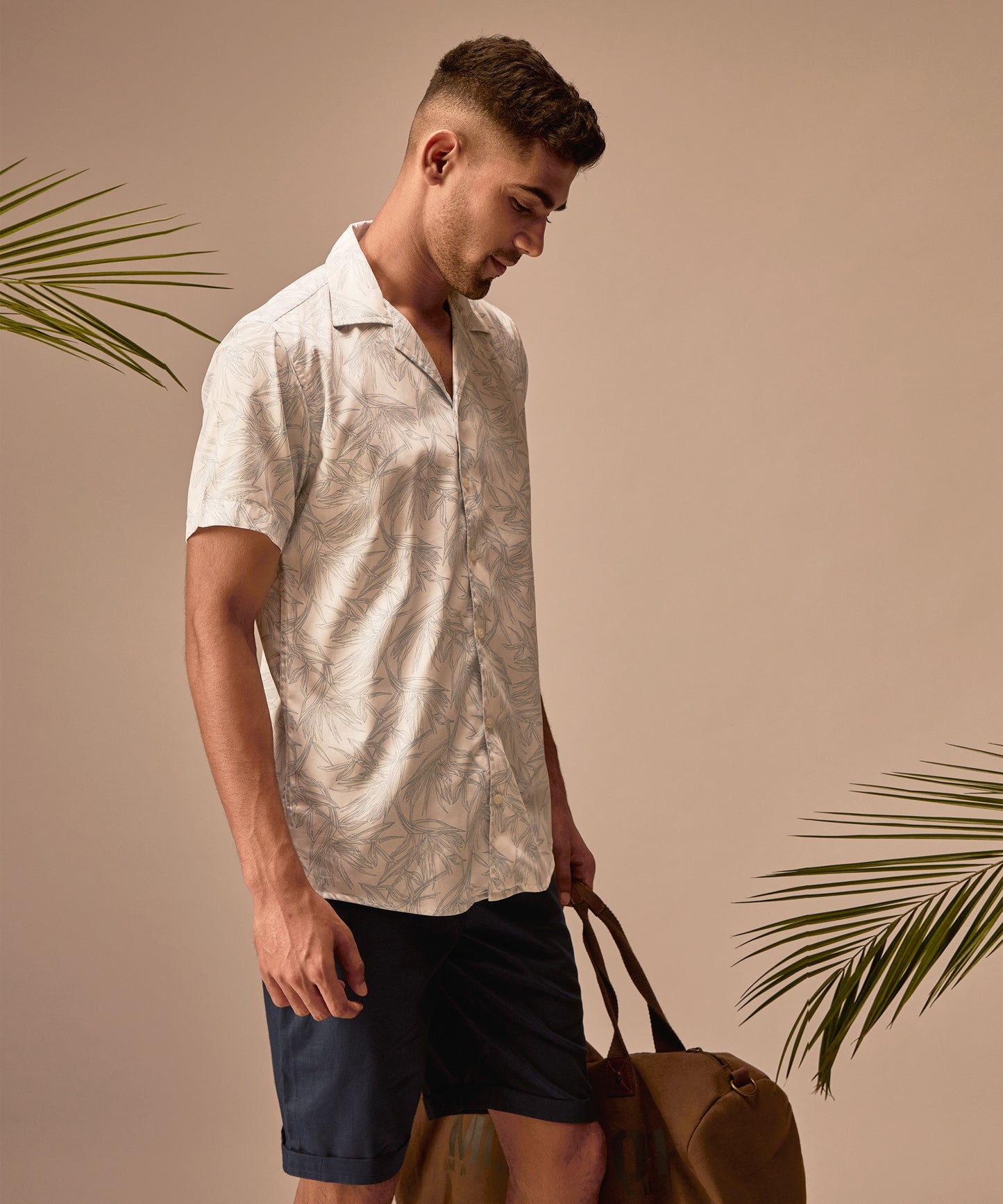Blue Leaf Print Shirt