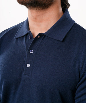 Navy Blue - Autumn Pullover Shirt - Full Sleeves - Navy Blue