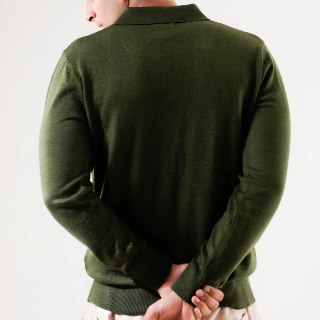 Autumn Pullover Shirt - Full Sleeves - Olive