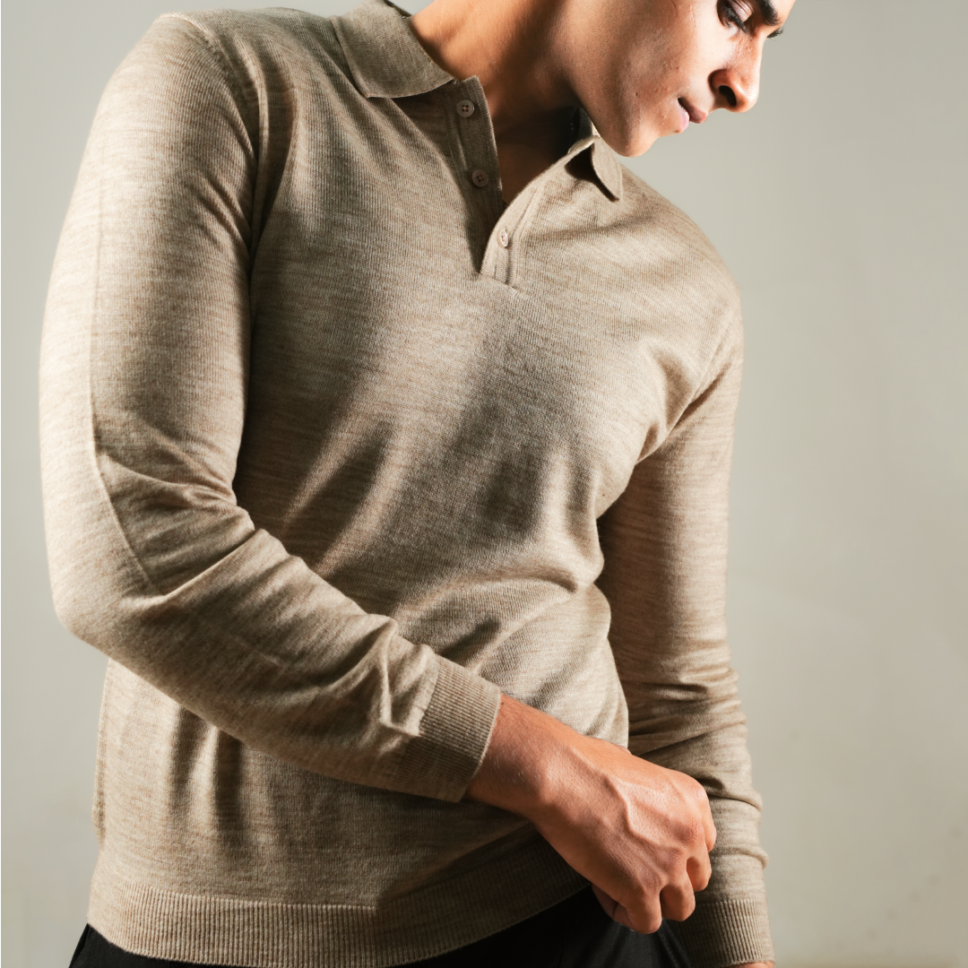 Autumn Pullover Shirt - Full Sleeves - Beige