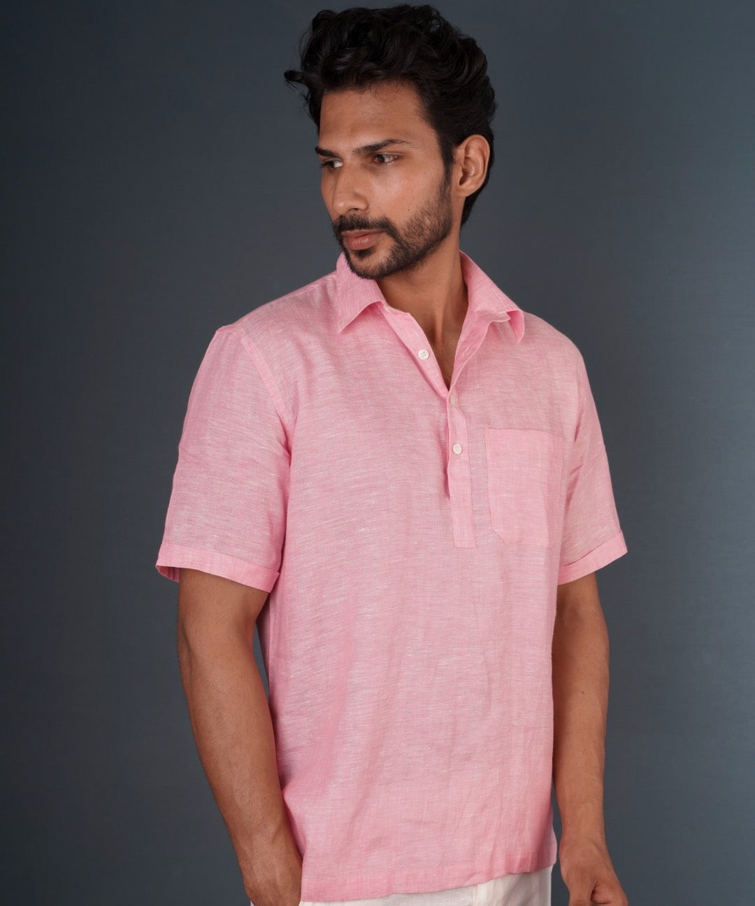 Men's linen shirts pink Custom Made Shirts Online in India