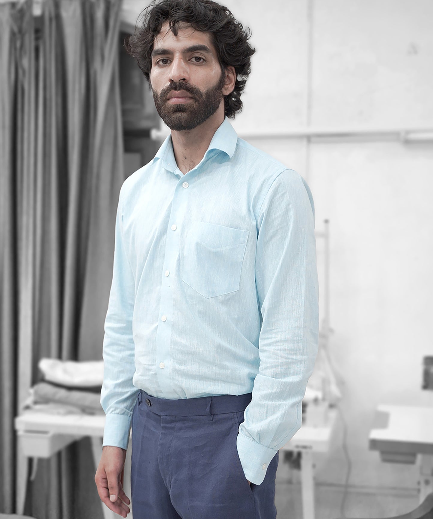 Powder Blue Premium Linen Shirt