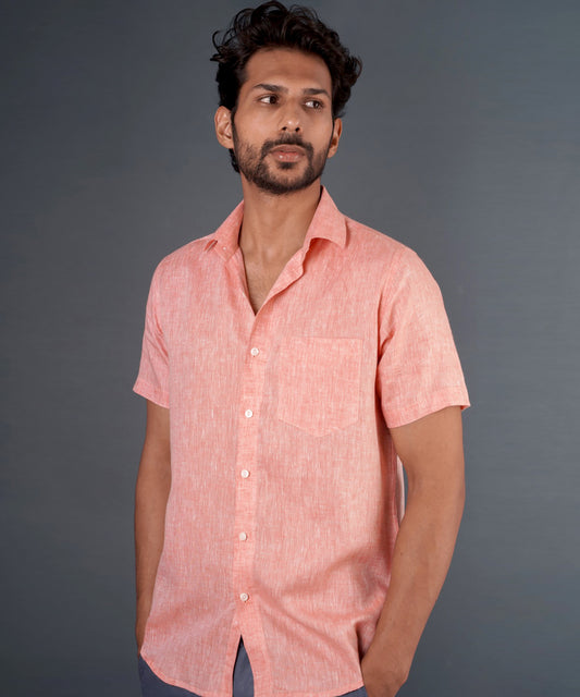 Coral Pink Linen Shirt