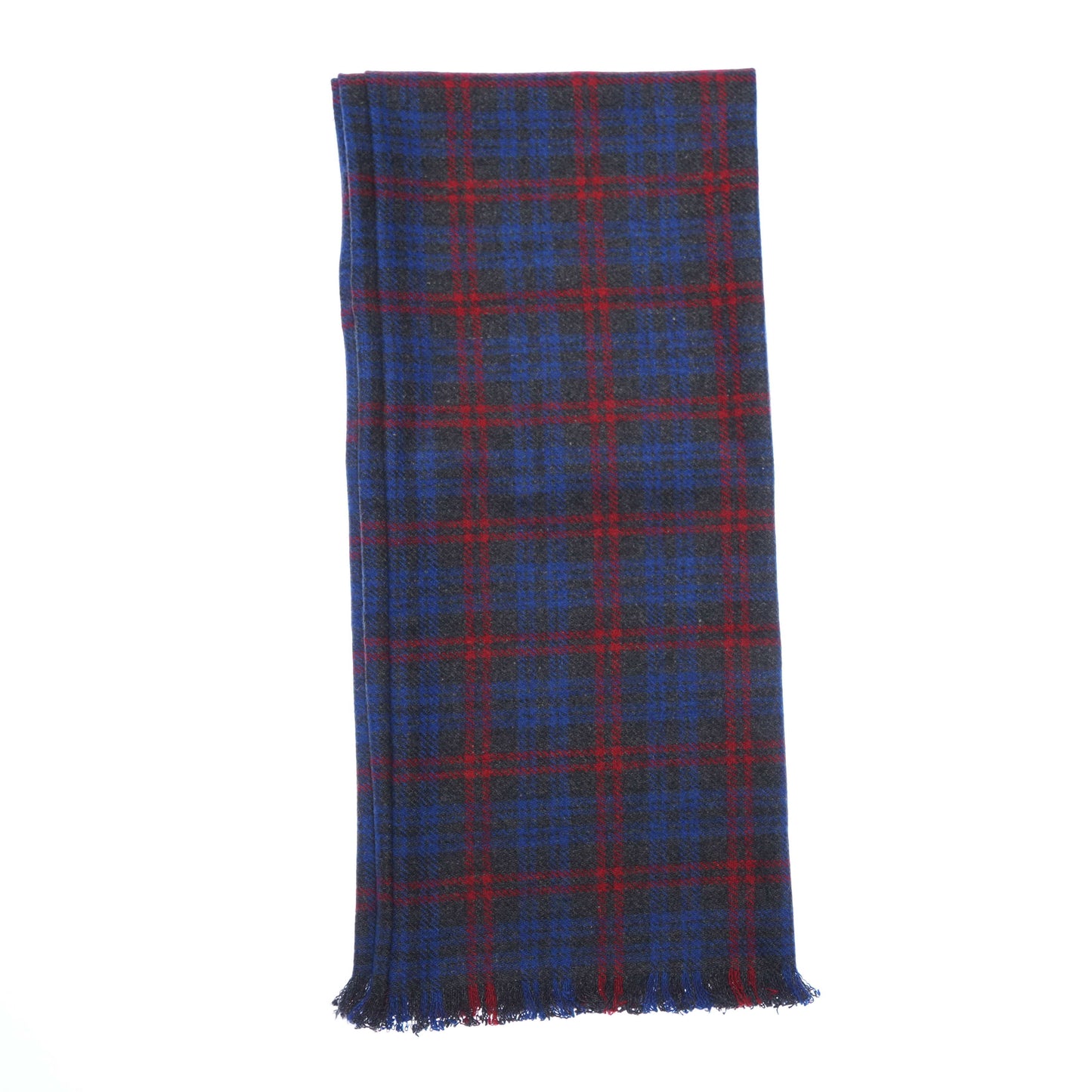 Blue & Red Plaid Tweed Scarf