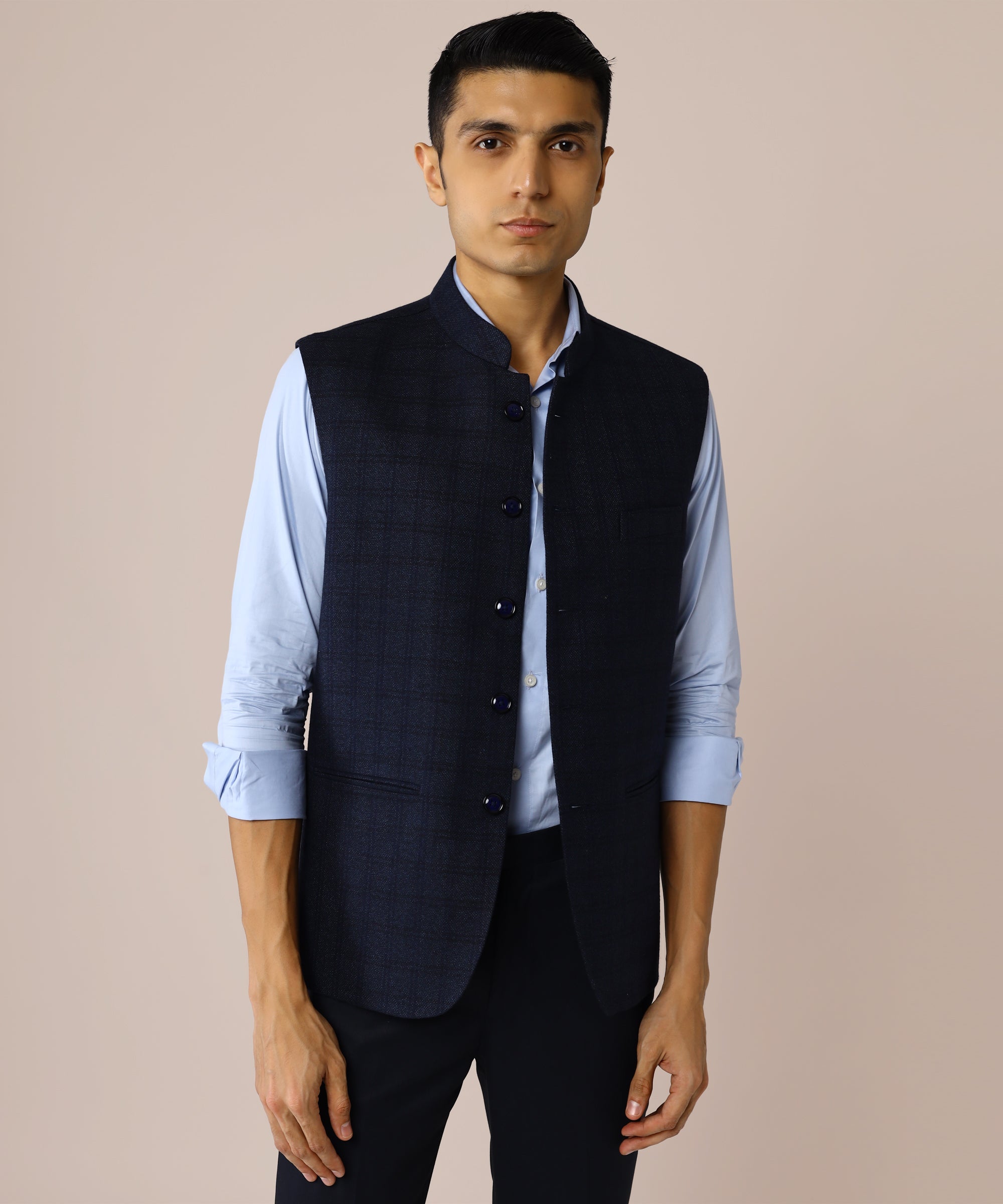 Navy Tweed Bandi – Bow Square