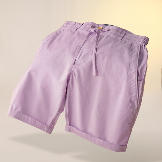 Mauve Cotton Linen Shorts