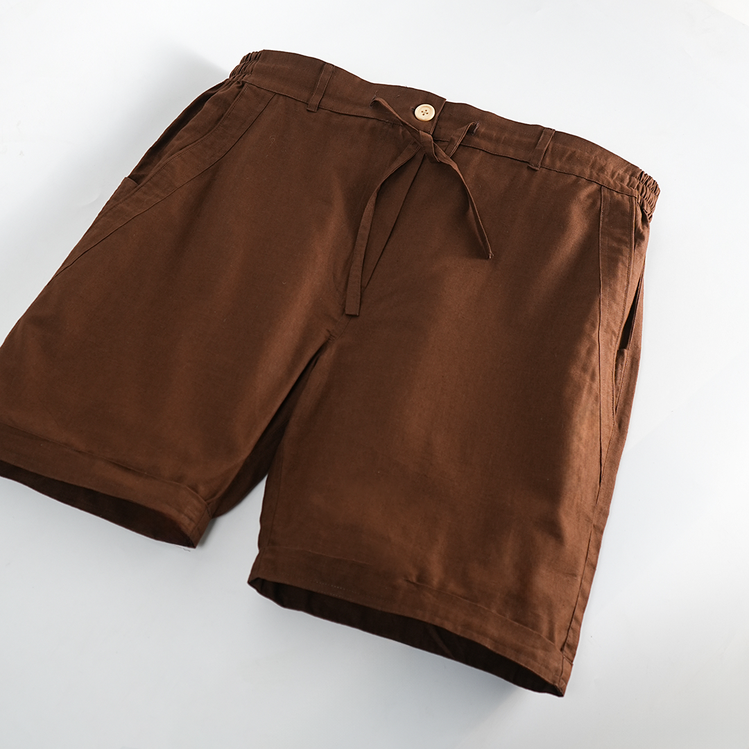 Chestnut Cotton Linen Shorts