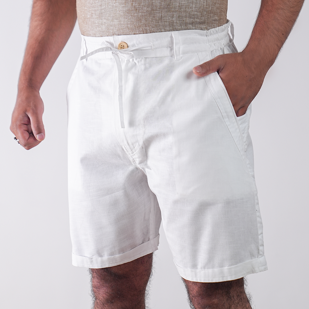 Ivory Cotton Linen Shorts