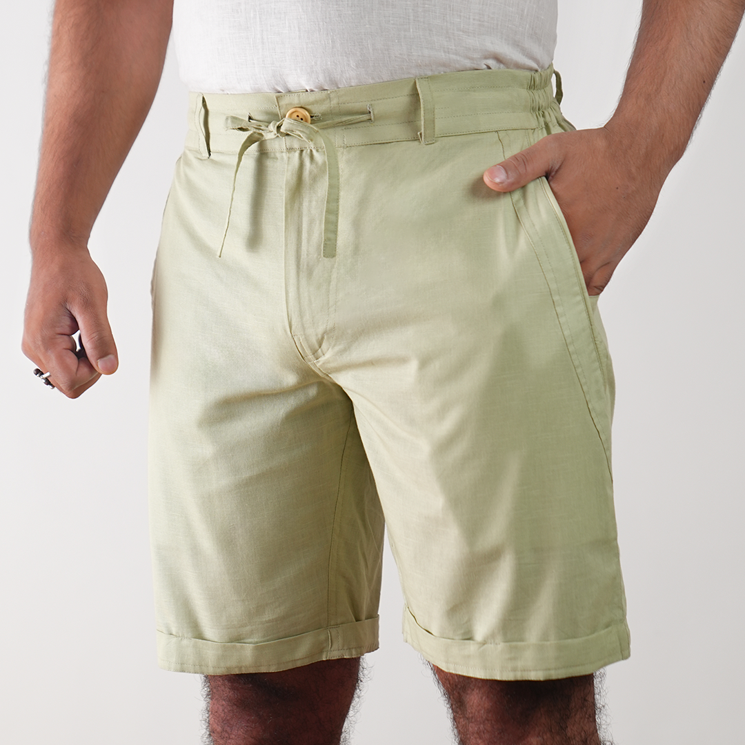 Mint Cotton Linen Shorts