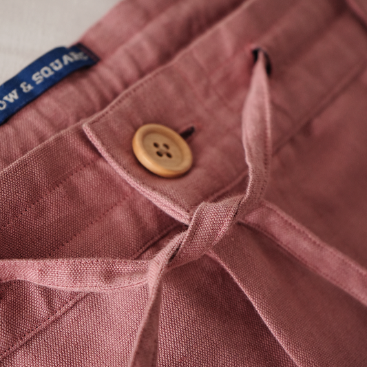 Salmon Cotton Linen Shorts