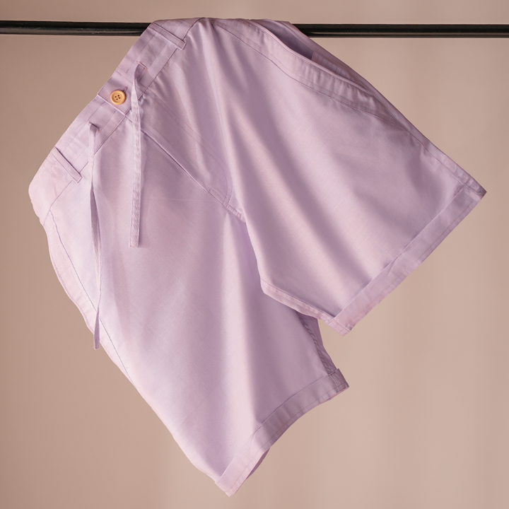 Mauve Cotton Linen Shorts