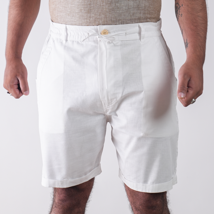 Ivory Cotton Linen Shorts
