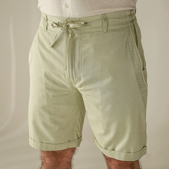Mint Cotton Linen Shorts