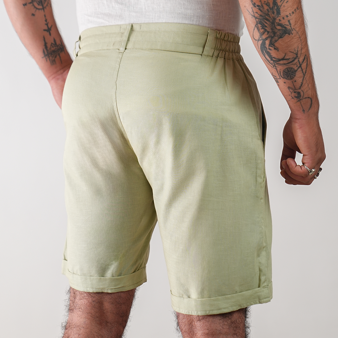 Mint Cotton Linen Shorts