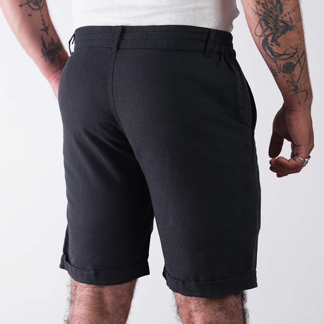 Charcoal Cotton Linen Shorts