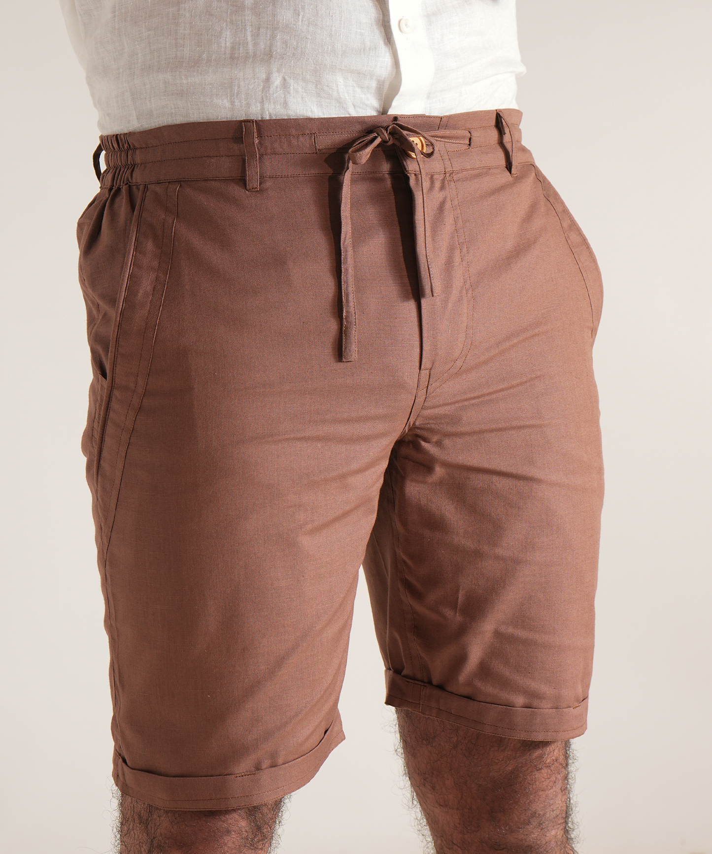 Chestnut Cotton Linen Shorts