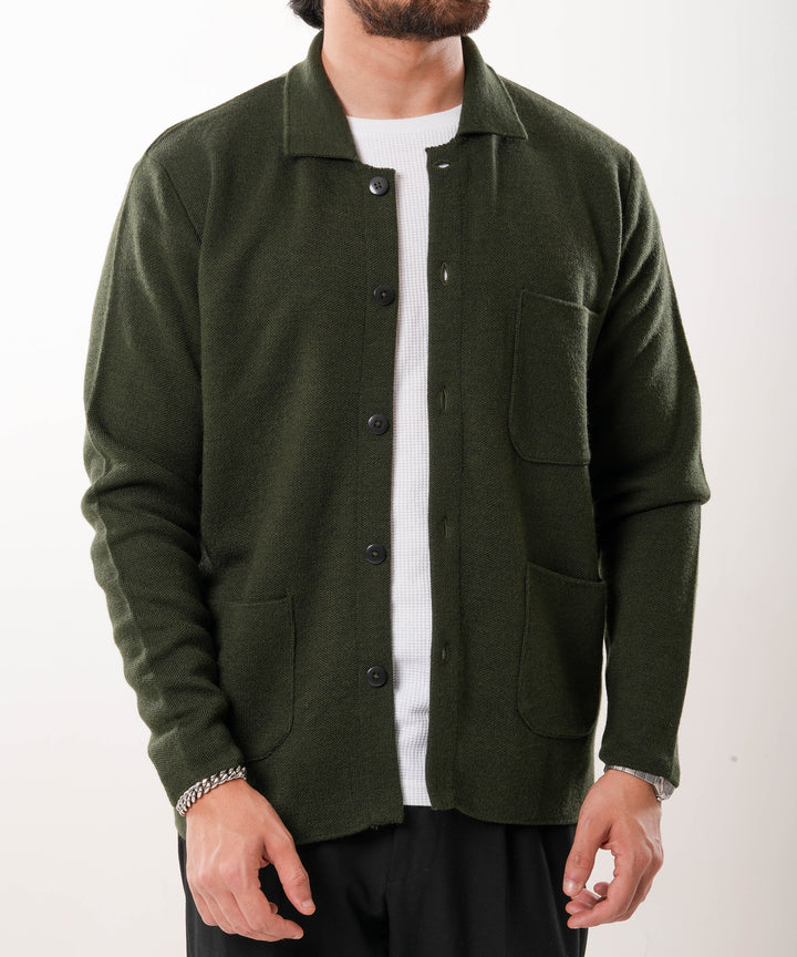 Knitted Jacket - Olive Green