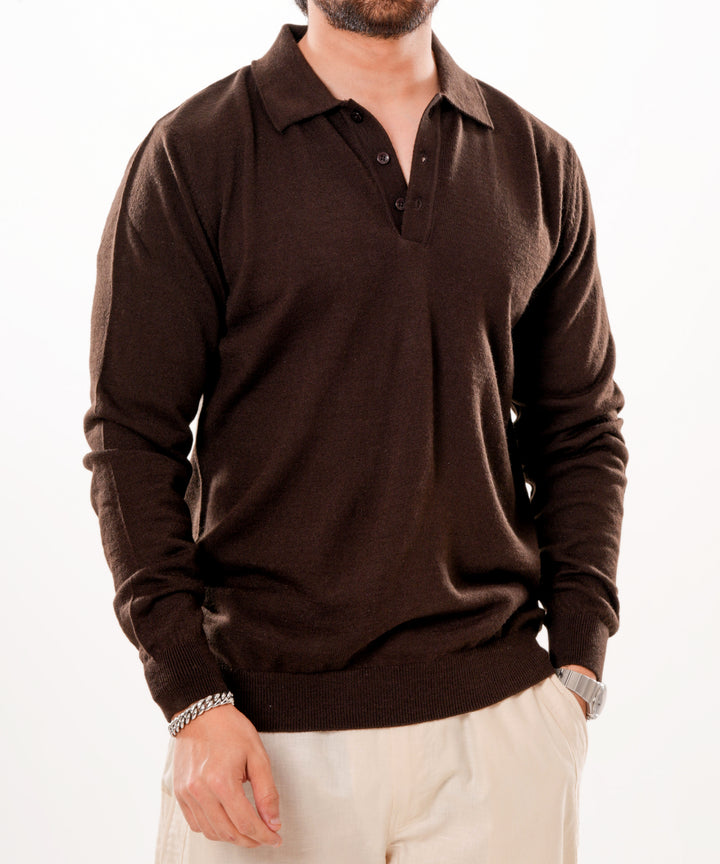 Autumn Pullover Shirt - Full Sleeves - Brown