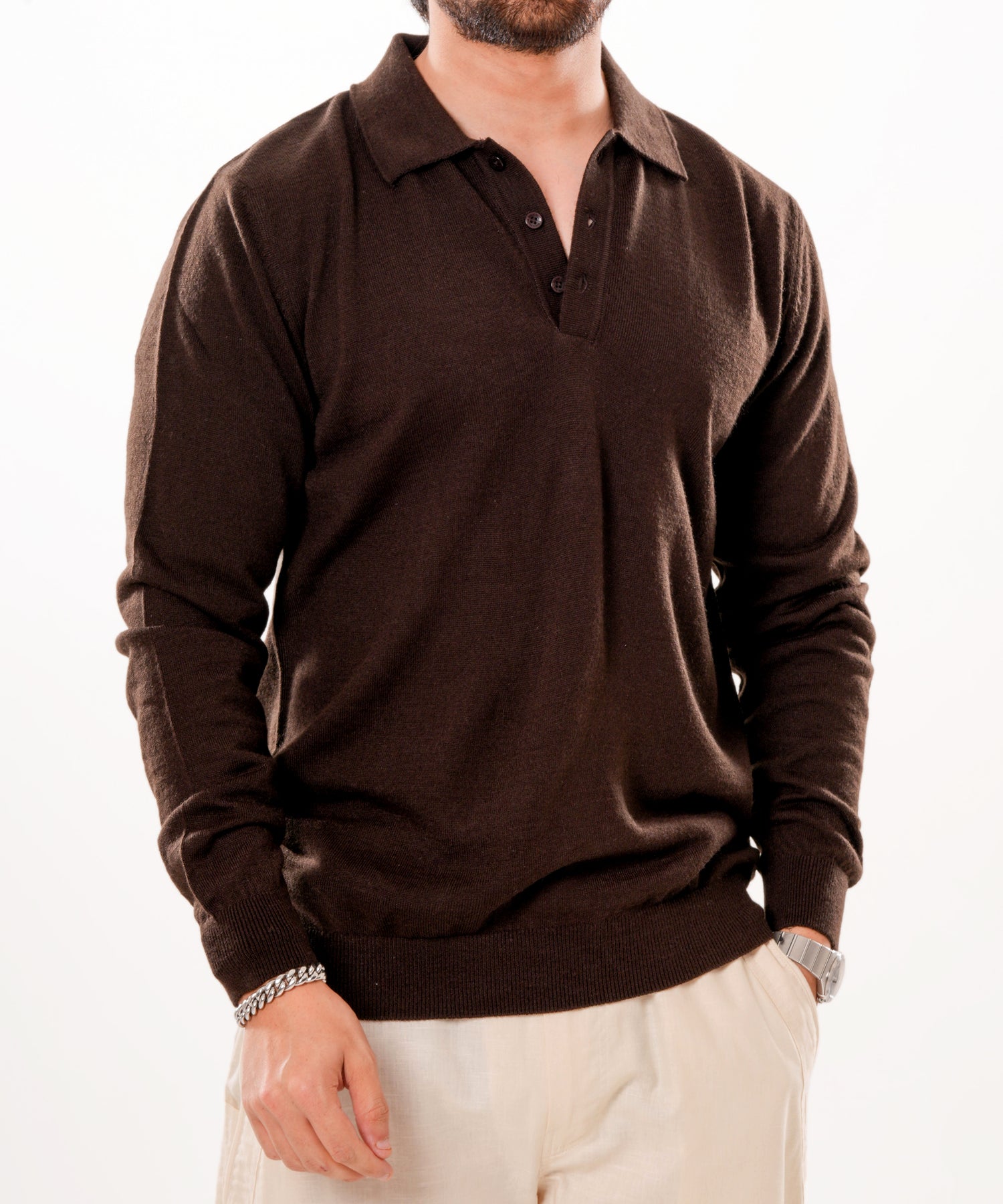 Autumn Pullover Shirt - Full Sleeves - Brown