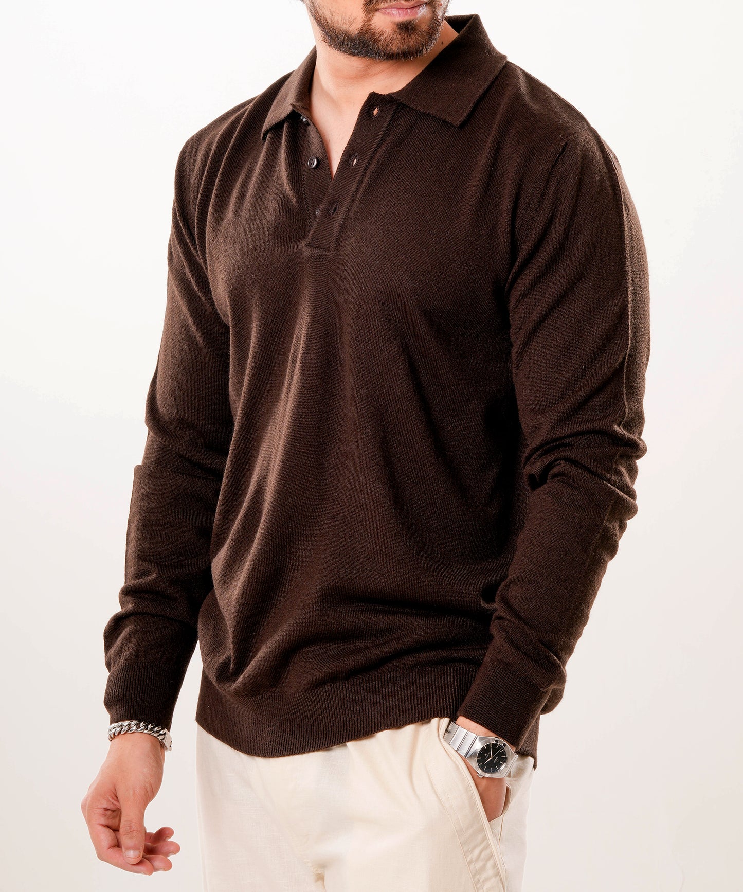 Autumn Pullover Shirt - Full Sleeves - Brown