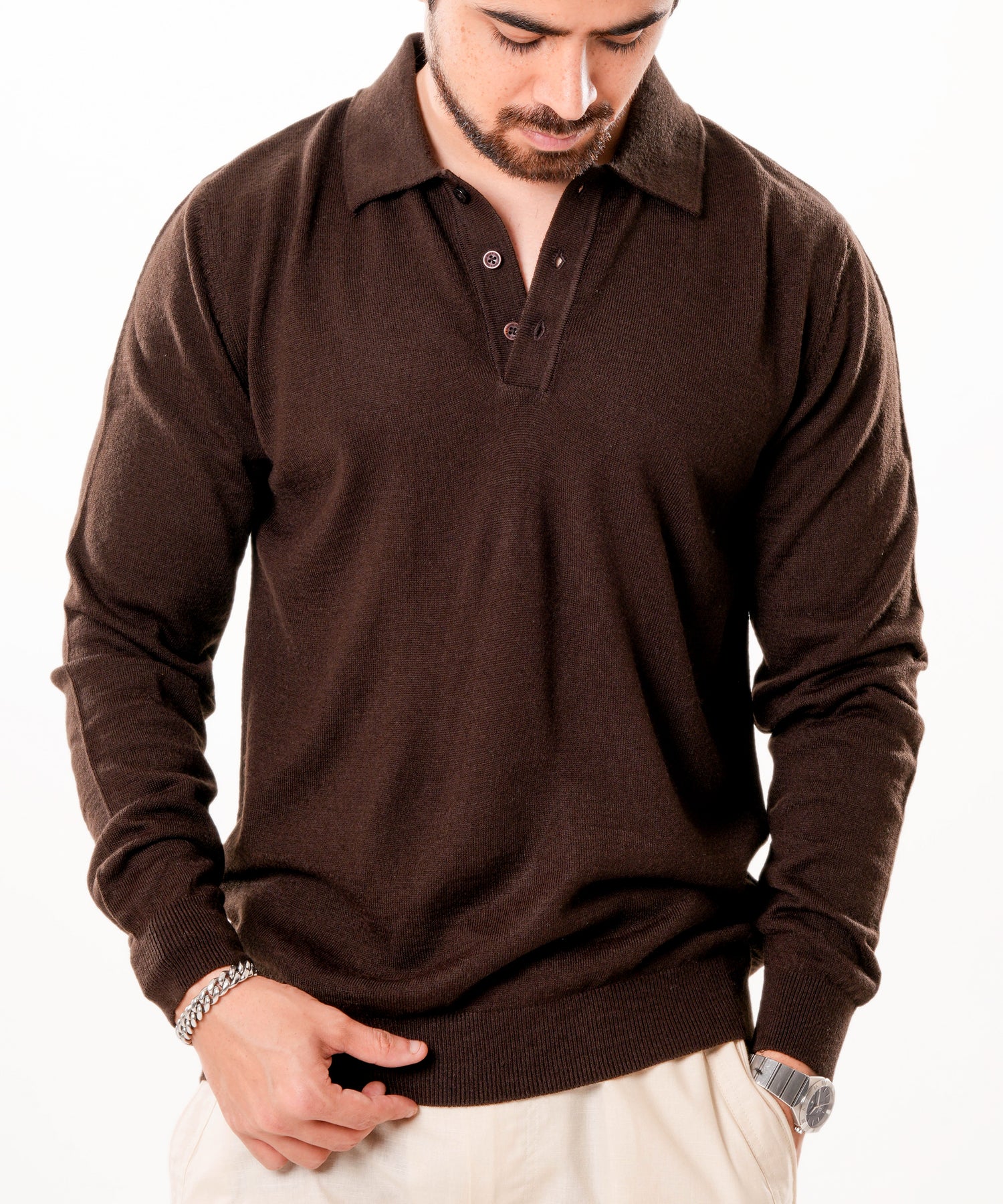 Autumn Pullover Shirt - Full Sleeves - Brown