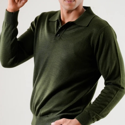 Autumn Pullover Shirt - Full Sleeves - Olive