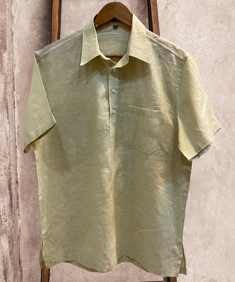 European Linen Shirt - Lemon Grass