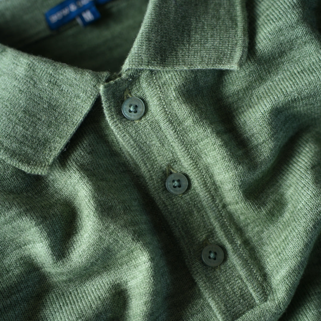 Winter Polo Sweater-Full Sleeves - Green