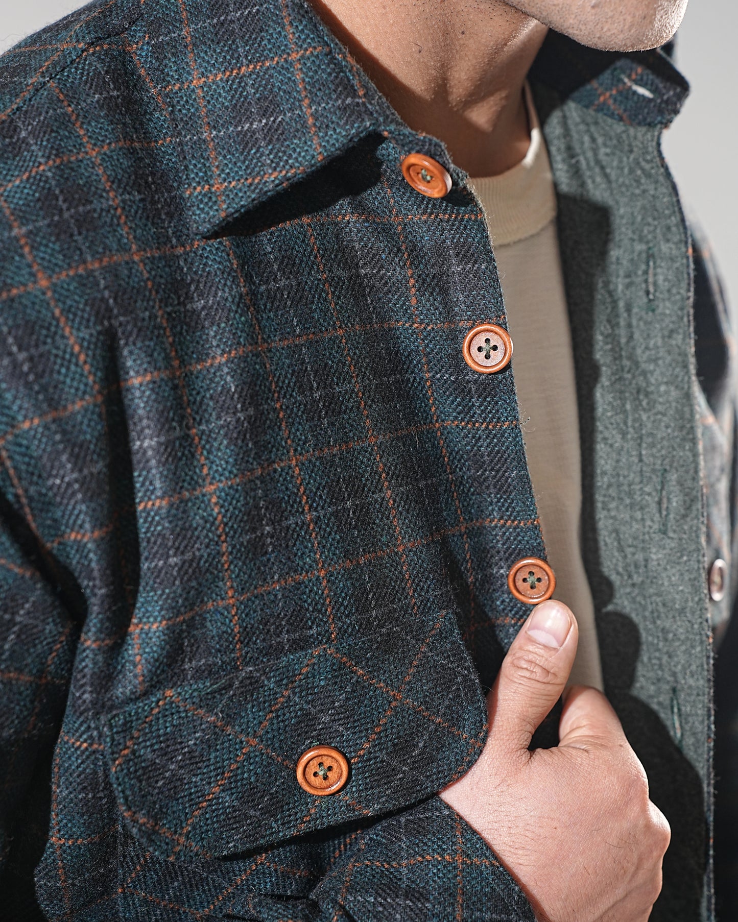 Men's Woolen Overshirts Green Check | Double-Insulated Shirts Men's Woolen Overshirts Green Check | Double-Insulated Shirts
