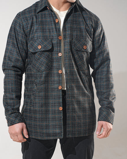 Men's Woolen Overshirts Green Check | Double-Insulated Shirts