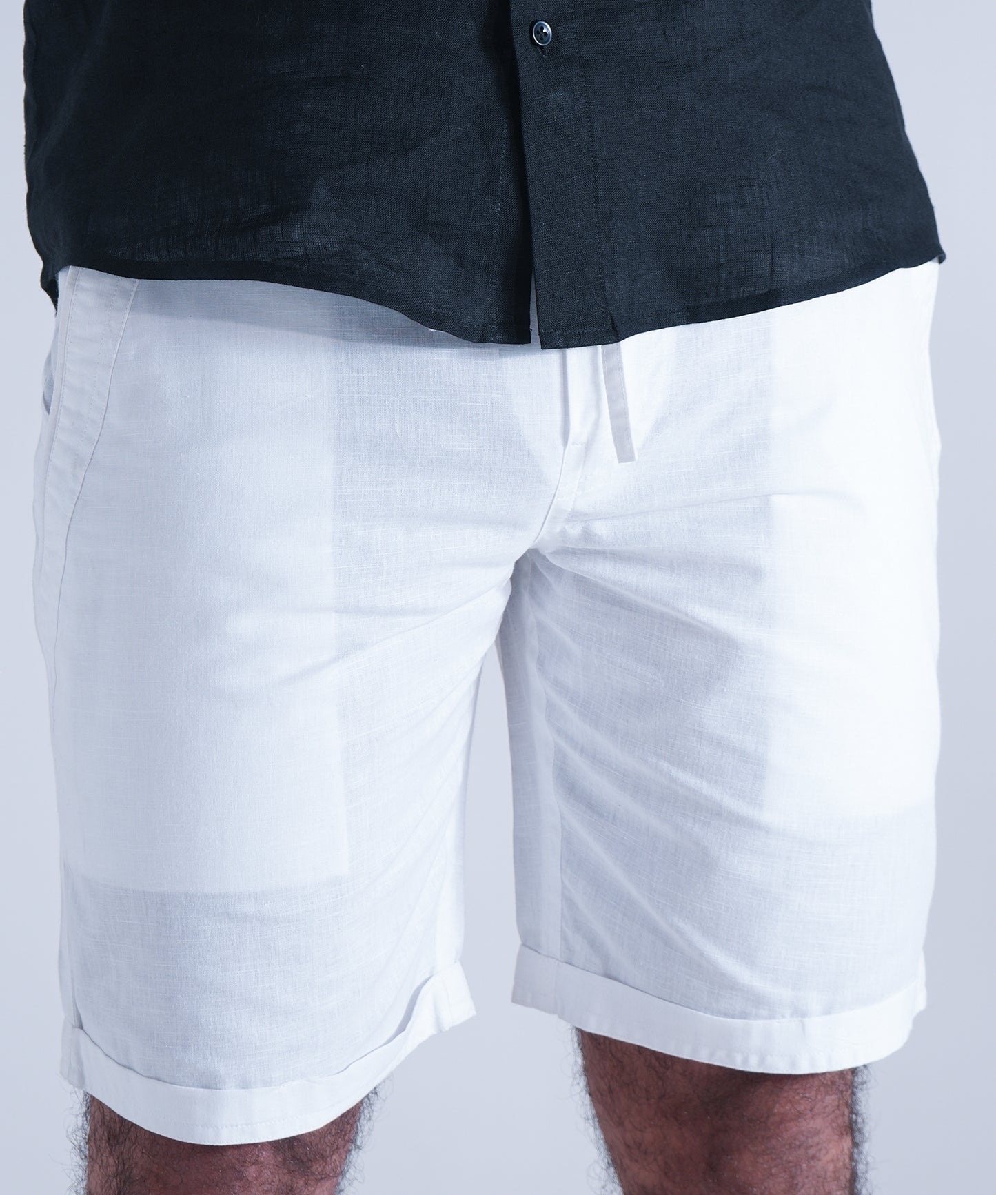 Ivory Cotton Linen Shorts