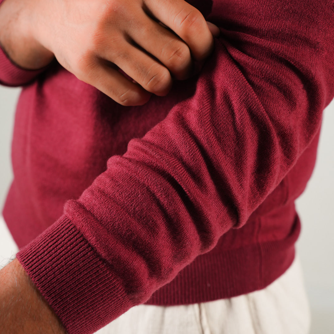 Winter Polo Sweater-Full Sleeves - Red