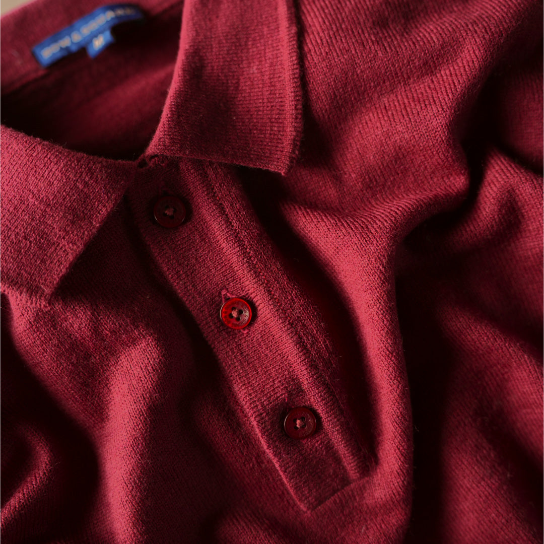 Winter Polo Sweater-Full Sleeves - Red