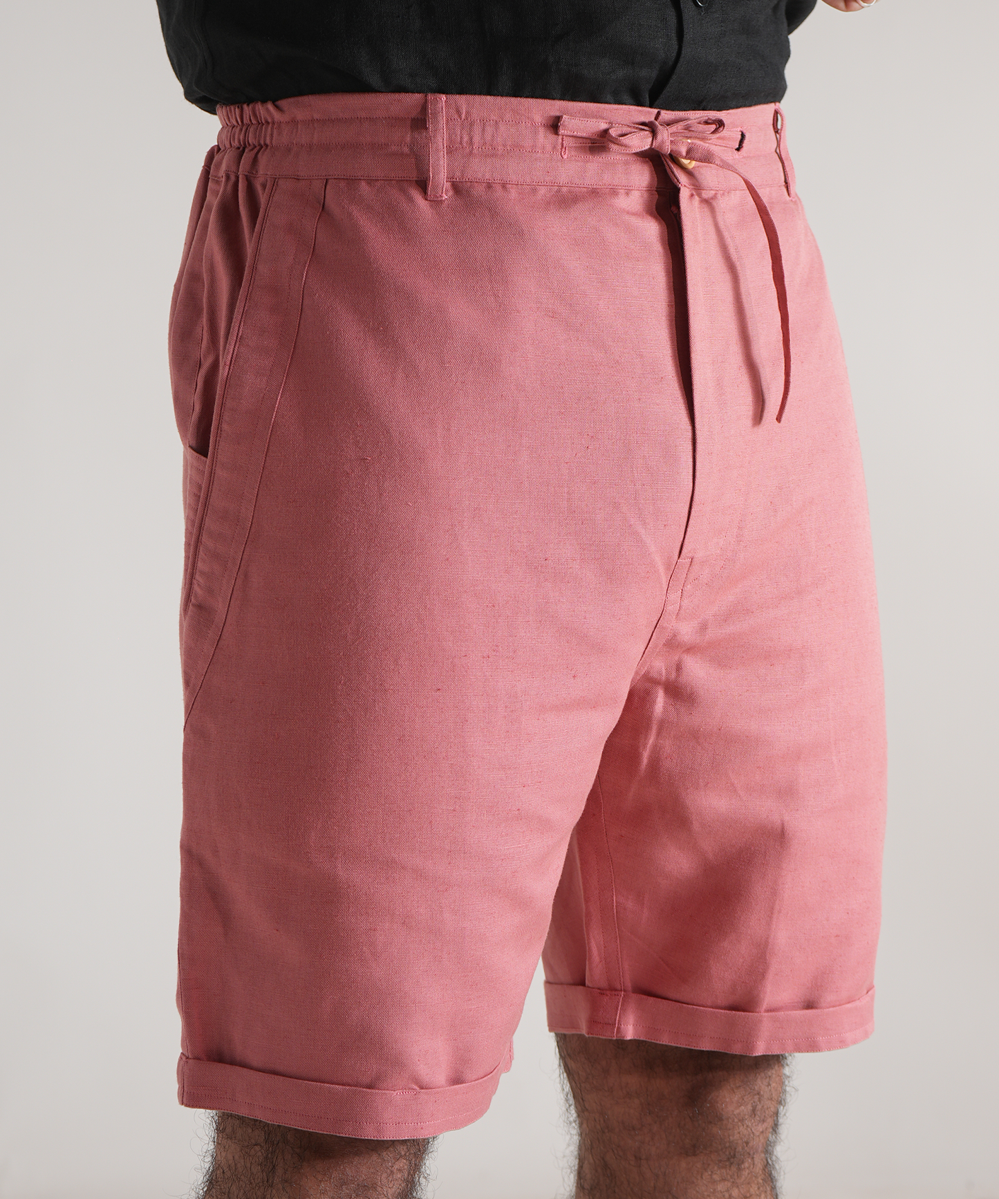 Salmon Cotton Linen Shorts