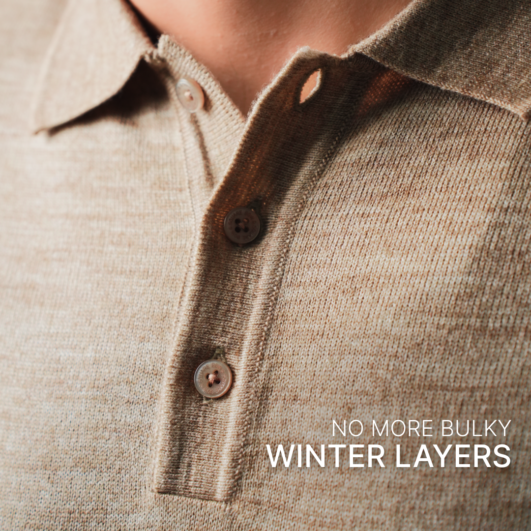 Winter Polo Sweater-Full Sleeves - Beige