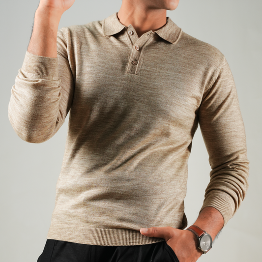 Autumn Pullover Shirt - Full Sleeves - Beige