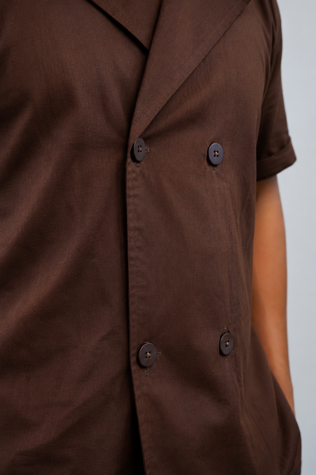 Brown Cotton Linen Coord Set