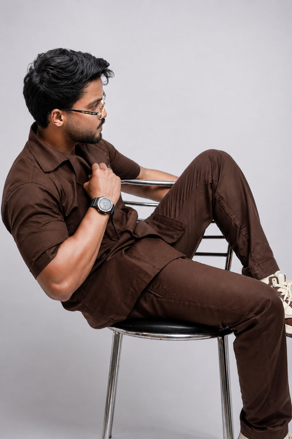 Brown Cotton Linen Coord Set