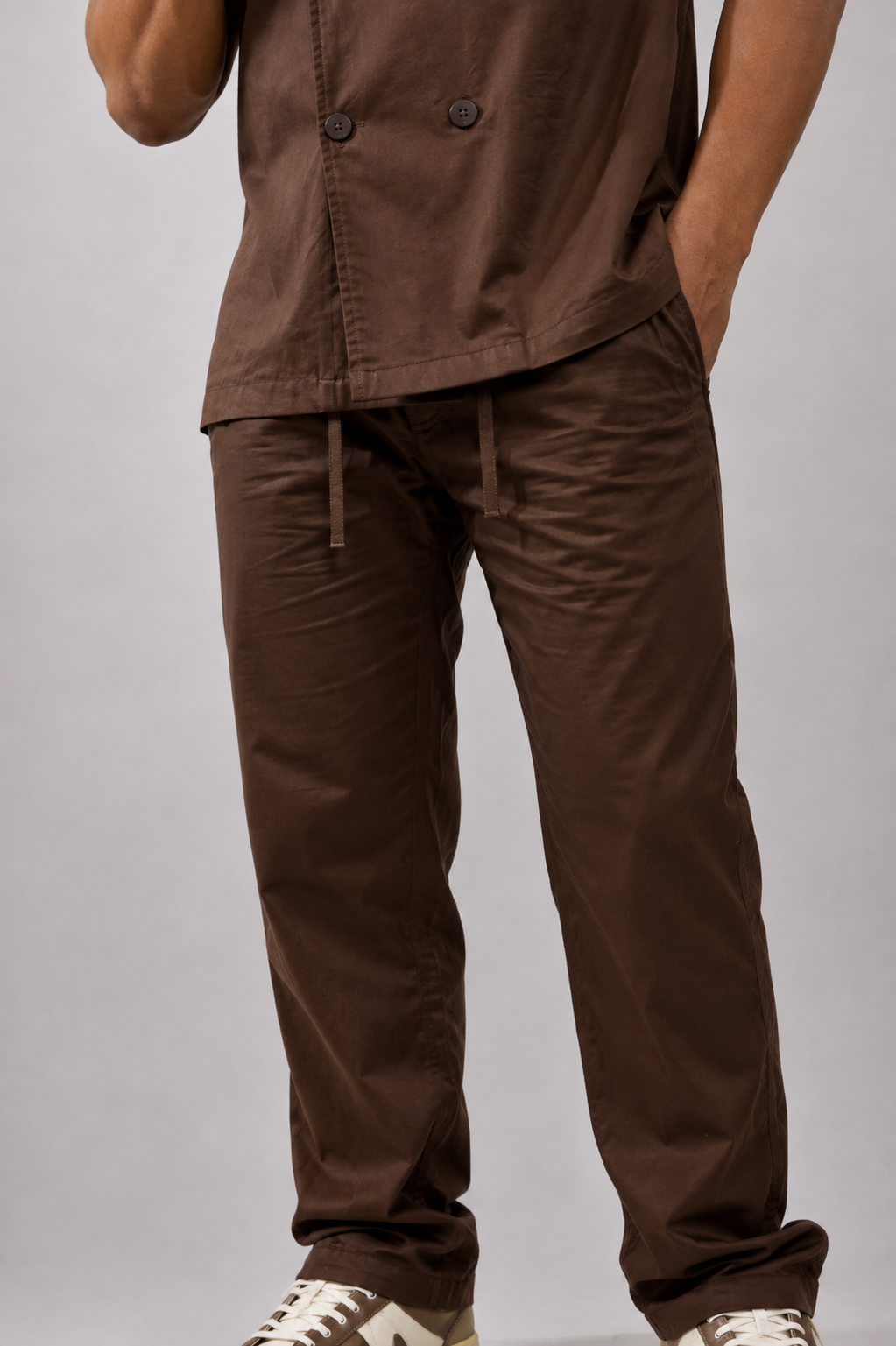 Brown Cotton Linen Coord Set