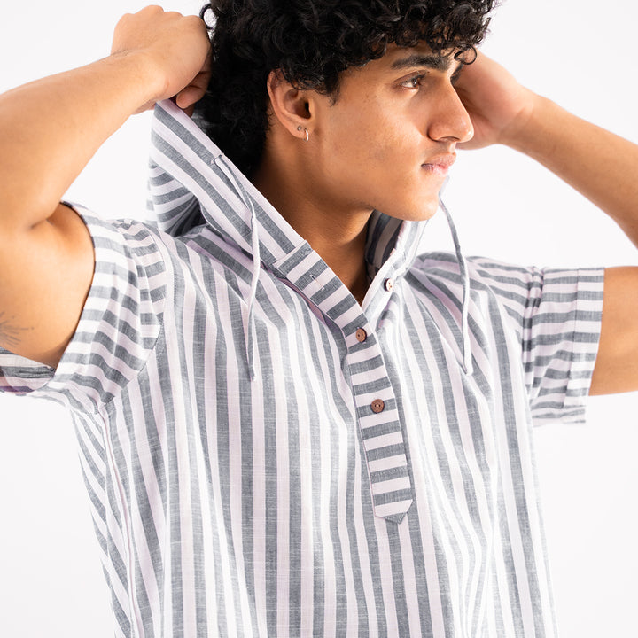 Summer Popover Hoodie - Greyish Blue