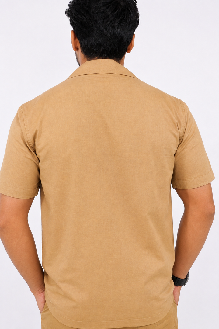 Khaki Cotton Linen Coord Set