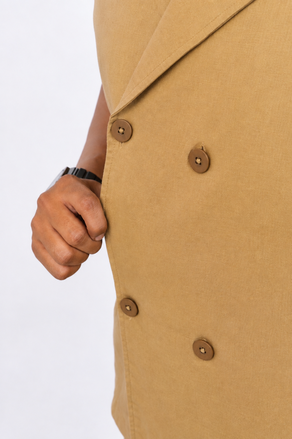 Khaki Cotton Linen Coord Set