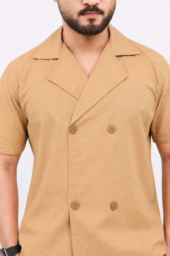 Khaki Cotton Linen Coord Set