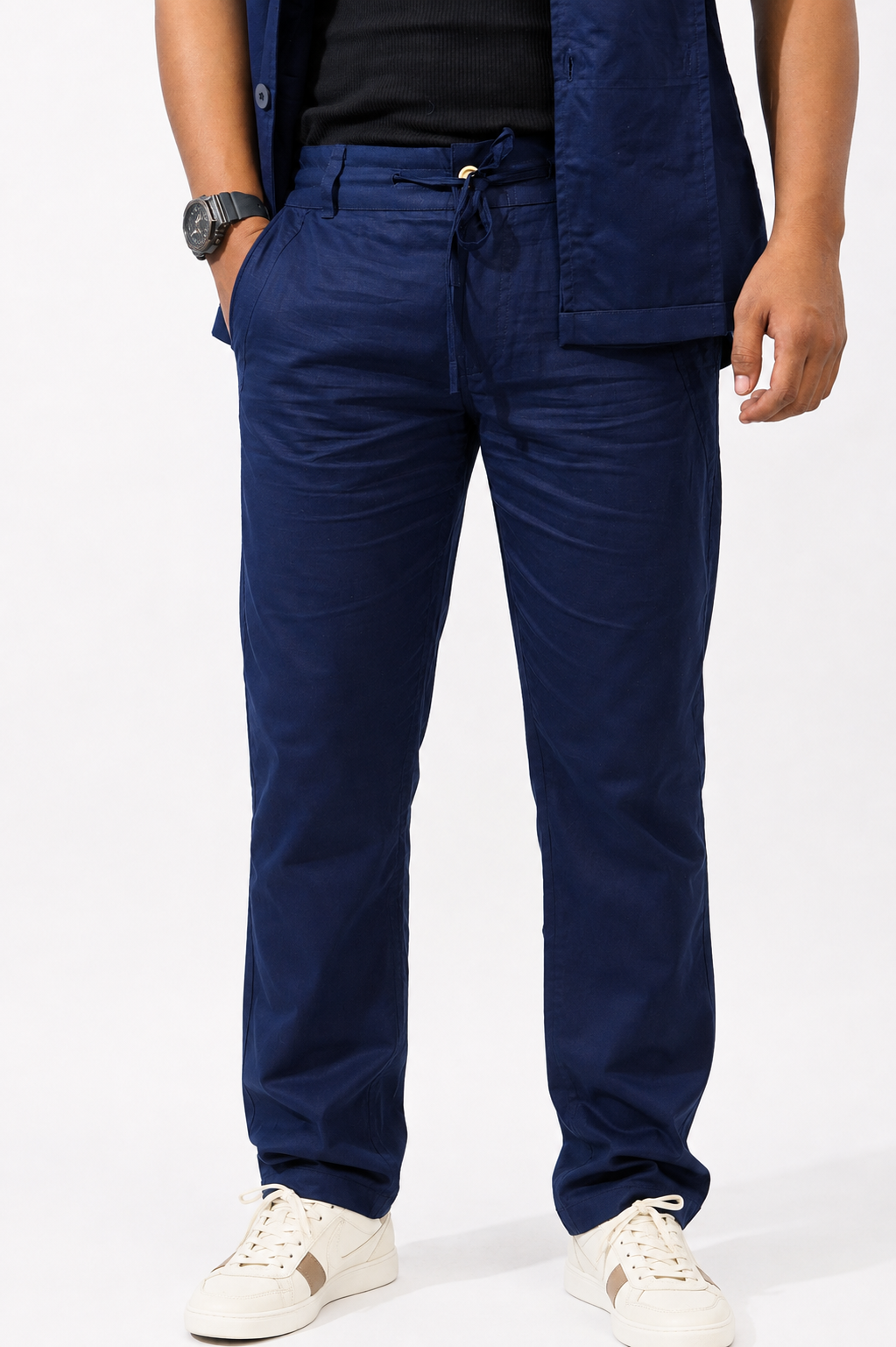 Navy Cotton Linen Coord Set