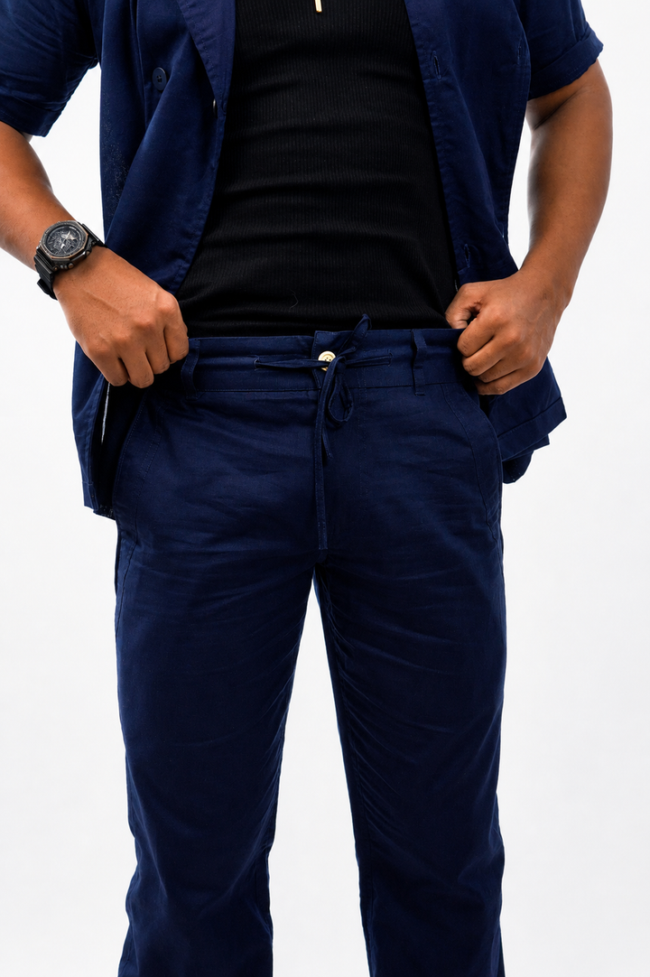 Navy Cotton Linen Coord Set